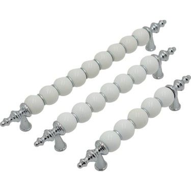 Porselen Görünümlü Misket Kulp Mobilya Çekmece Mutfak Dolap Kulpu 128 MM 5 Adet