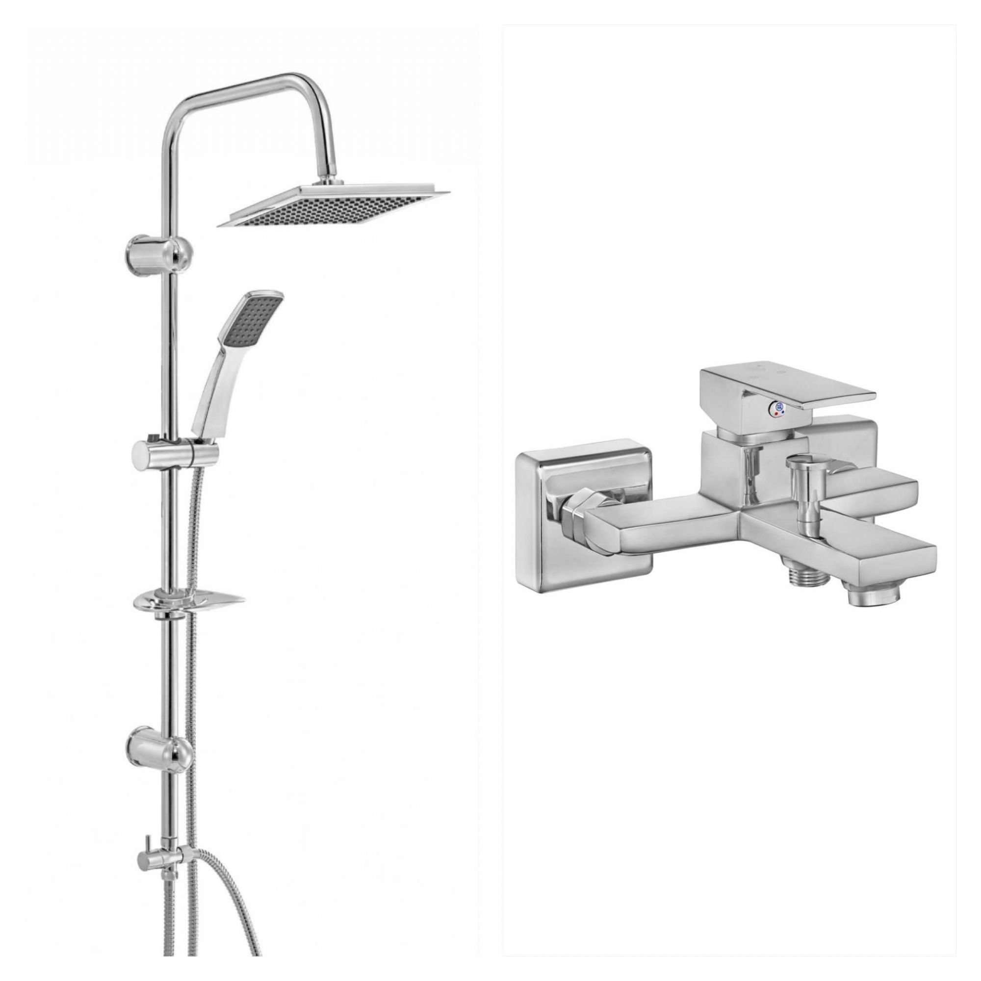 Armelia Banyo Bataryası + Arsuga Banyo Kare Takım Duş Kolonu Tepe Duş Seti