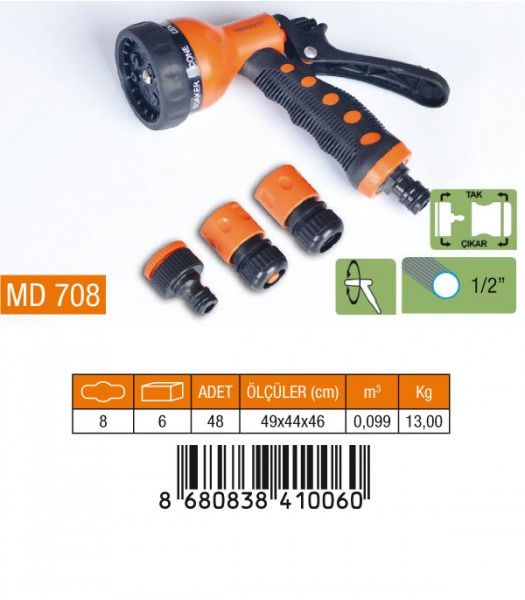 Medalyan Bahçe Sulama Md 708 7 Fonksiyonlu Tabanca 4 Lü Set