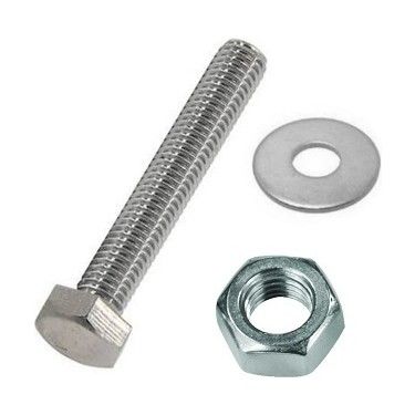 M8x60 MM Din 933 Tam Diş Kaplı Civata + Somun + Pul Takım 10 Adet