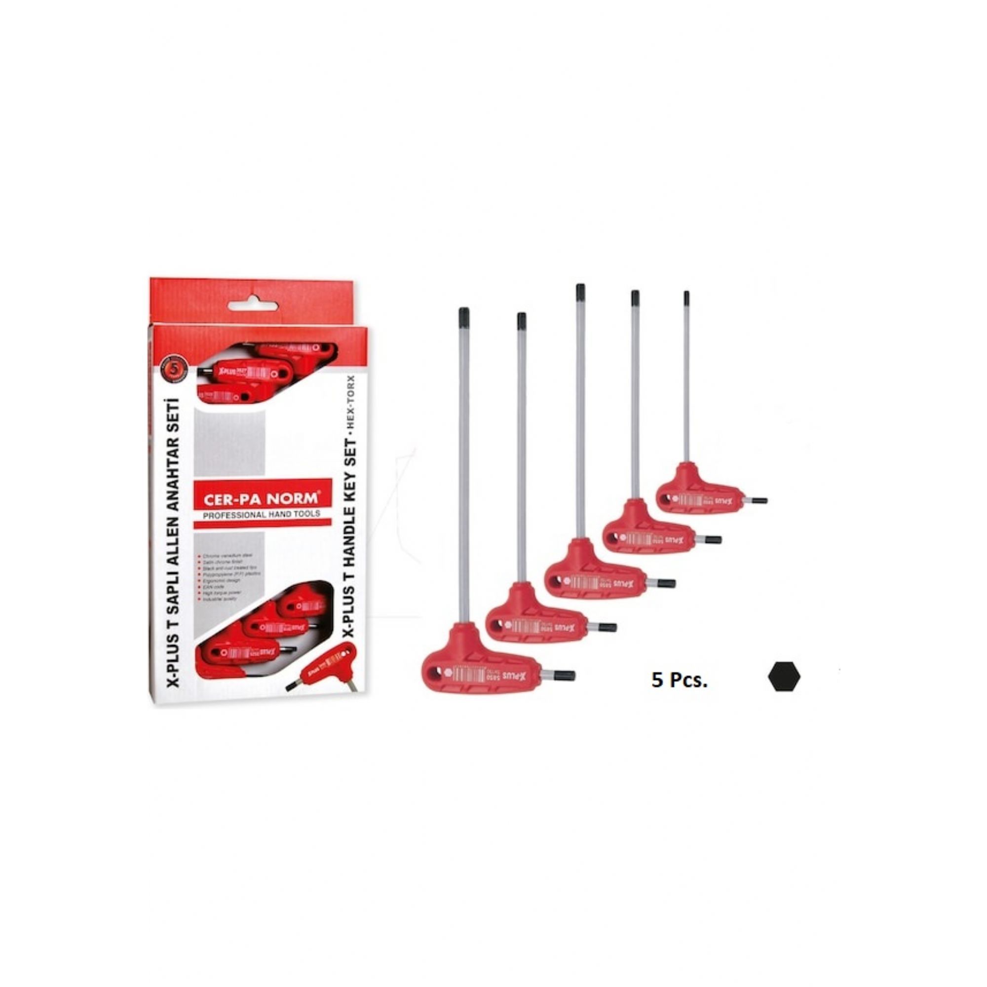 Cer-pa X-plus T Saplı Allen Anahtar Seti 5 Pcs