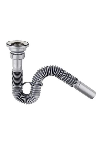 Paslanmaz Stoplu Pop Up Bas Aç Lüx Lavabo Eviye Körüklü Sifonu 32 MM Donau