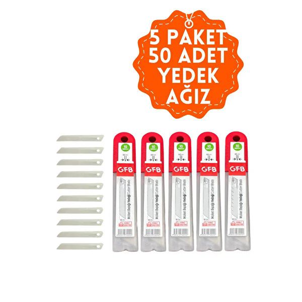 Kırımsız Maket Bıçağı Yedeği Standar Tek Gövde 18x05 MM 10 Lu 5 Paket