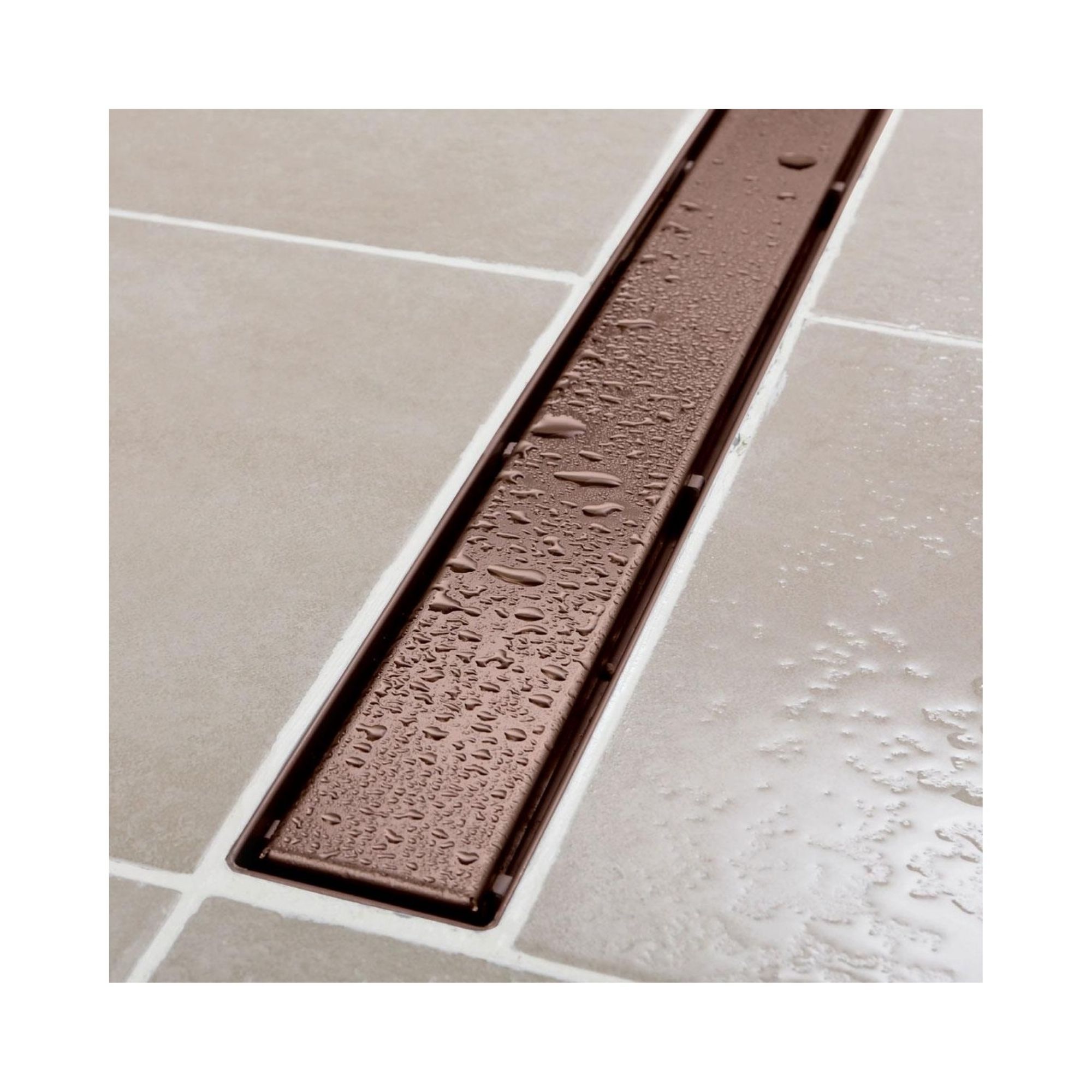 Sukar Line 6 Paslanmaz Çelik Kasa Bronz Plain Izgara Duş Kanalı ø50 Alttan Çıkış 40 CM