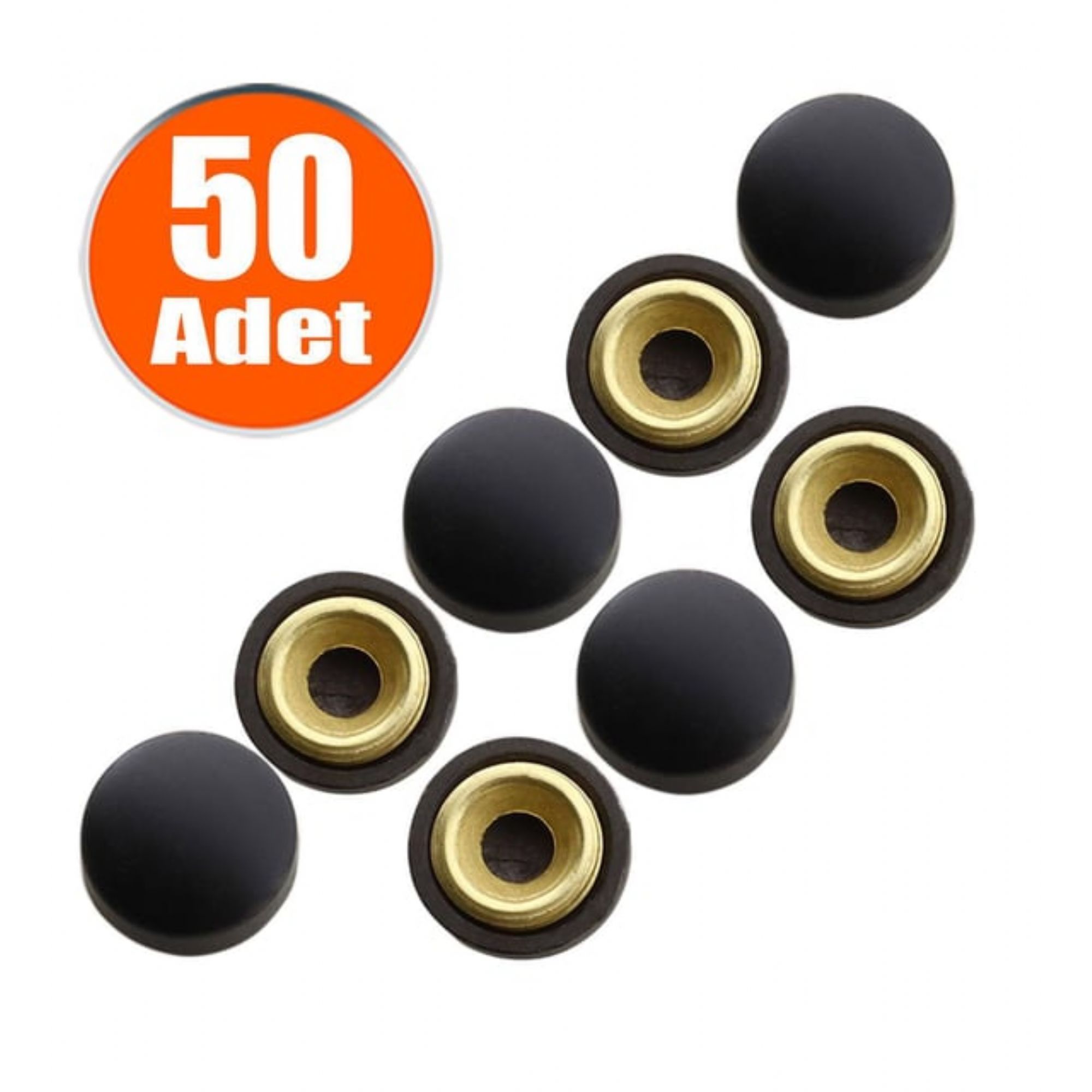 Dekoratif Mat Siyah Vida Kapağı Metal Vida Tapası 13 MM 50 Adet