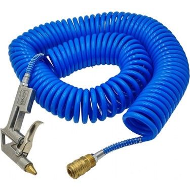 Kompresör Spiral Hava Hortumu 7,5 Mt Asturo Hava Hortum Tabancası Kısa 1/2 Hava Jakı 3 Lü Set