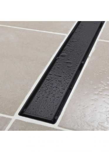 Sukar Line 6 Paslanmaz Çelik Kasa Siyah Plain Izgara Duş Kanalı ø50 Alttan Çıkış 50 CM